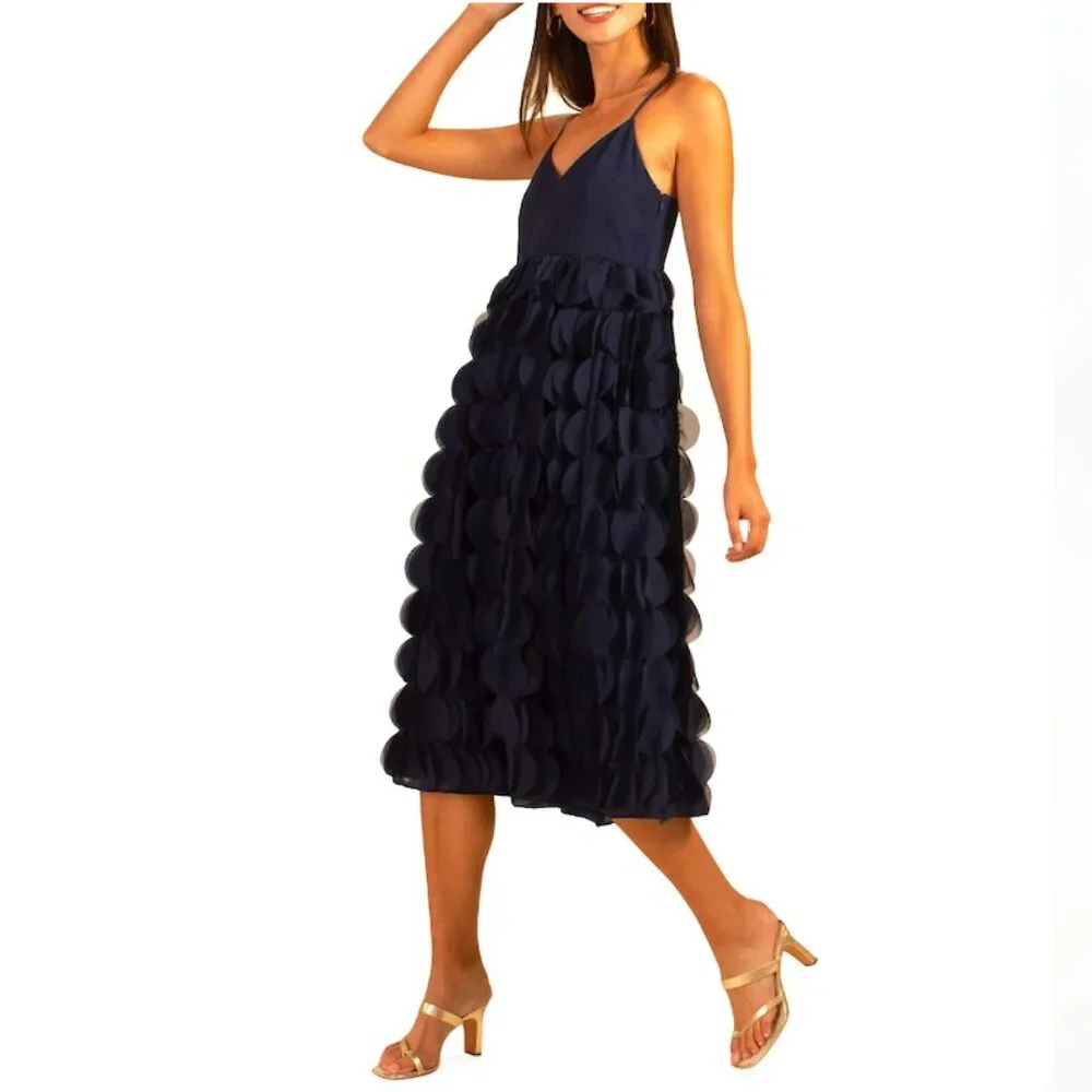 NWT Trina Turk Carolina Circular Applique Midi-Dress - Indigo (Women's Size 4) - Picture 1 of 9